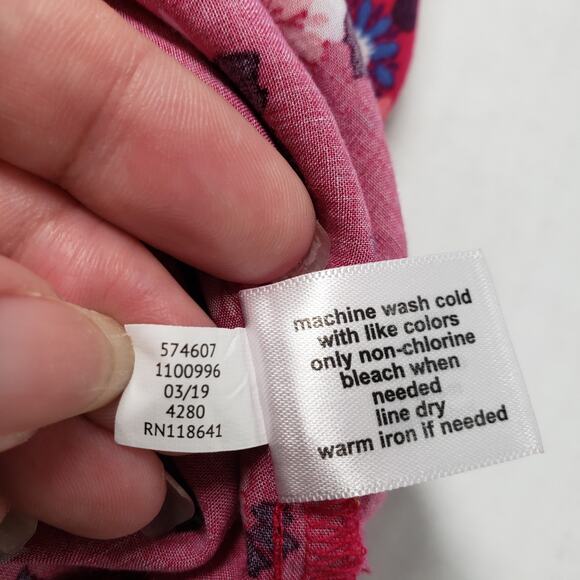 Lane Bryant Top Womens 18/20 Pink Floral V-Neck Flutter Sleeve Preppy Eyelet - Picture 9 of 16